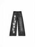 6IXWRLD BAGGY STONED JEANS