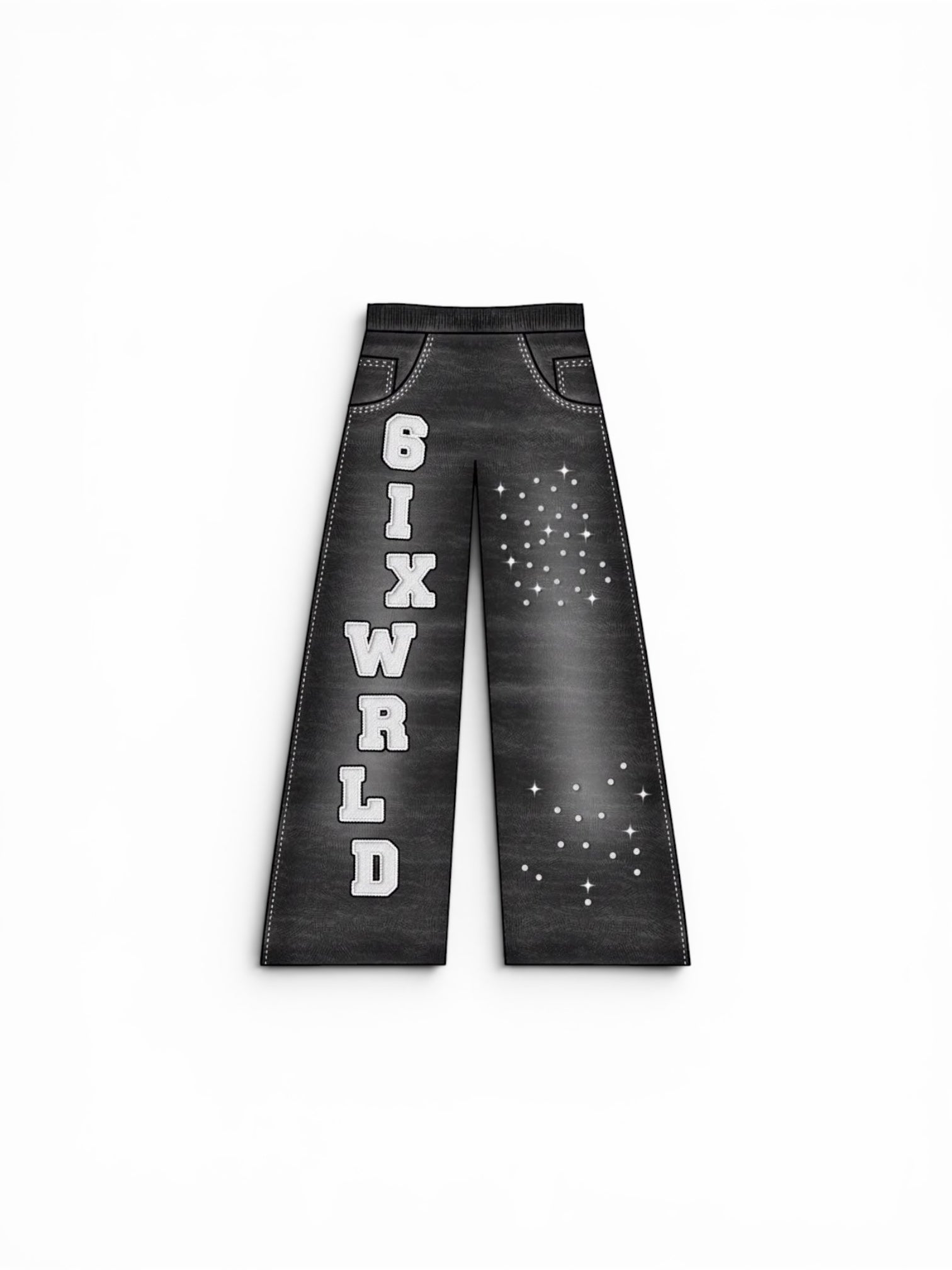 6IXWRLD BAGGY STONED JEANS