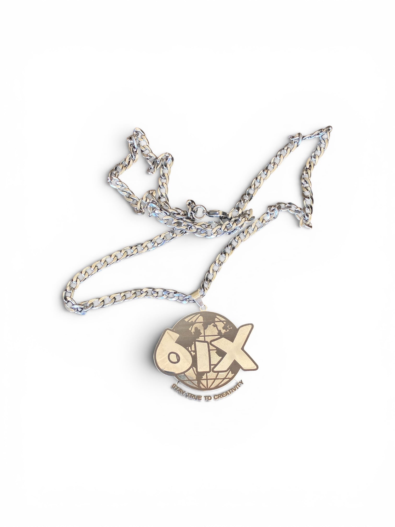 6IX LOGO SILVER STEEL CHAIN